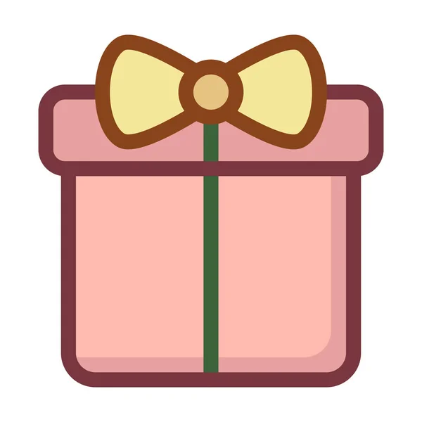 Χριστουγεννιάτικο Δώρο Κουτί Επίπεδη Στυλ Εικονίδιο Εικονογράφηση Διάνυσμα — Διανυσματικό Αρχείο