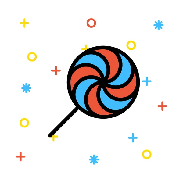 Zoete Lollipop Platte Stijlicoon Vectorillustratie — Stockvector