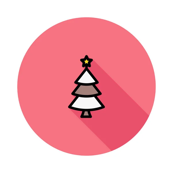 Kerst Fir Tree Platte Stijlicoon Vectorillustratie — Stockvector