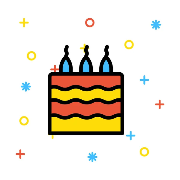 Birthday Cake Candles Flat Style Icon Vector Illustration — Stock Vector