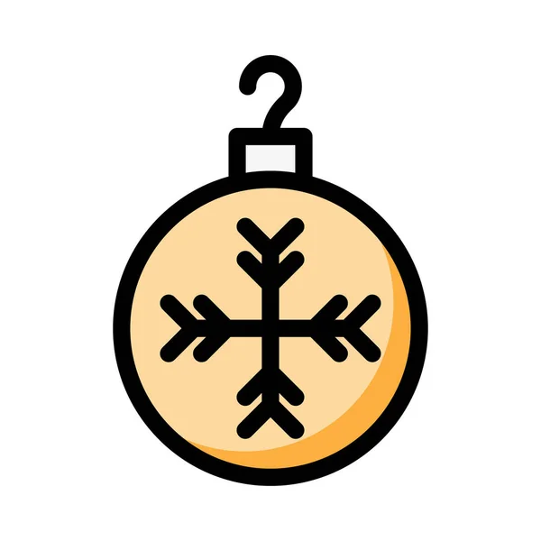 Χριστουγεννιάτικη Μπάλα Νιφάδα Χιονιού Επίπεδη Στυλ Εικονίδιο Εικονογράφηση Διάνυσμα — Διανυσματικό Αρχείο