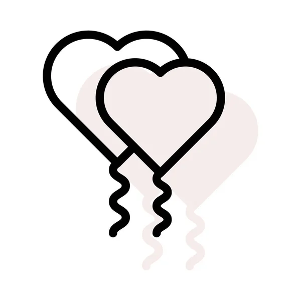 Party Heart Balloons Flat Style Icon Vector Illustration — Stock Vector