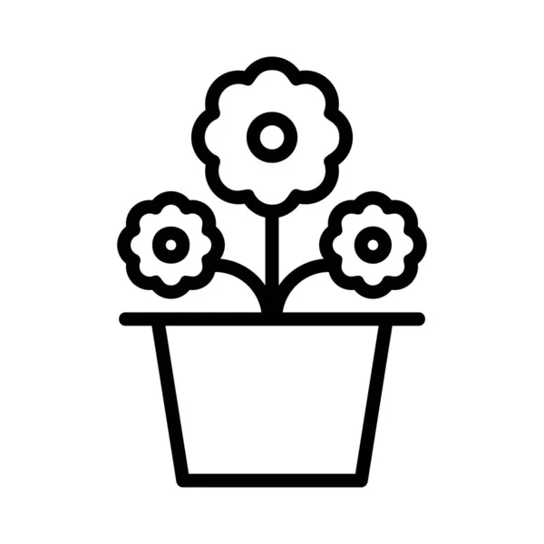Цветок Горшок Плоский Стиль Значок Векторная Иллюстрация — стоковый вектор