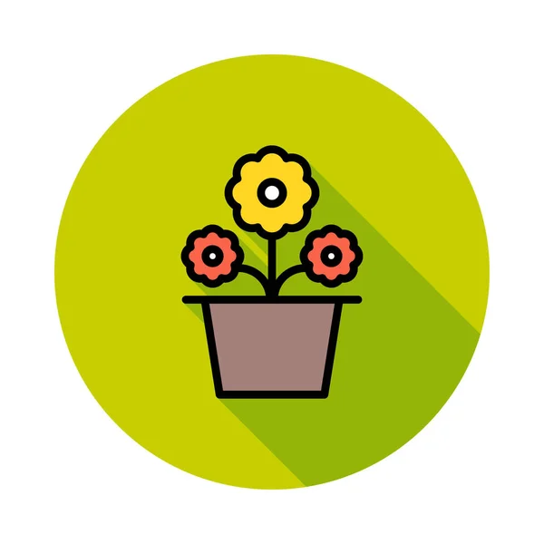 Λουλούδι Στο Δοχείο Επίπεδη Στυλ Εικονίδιο Εικονογράφηση Διάνυσμα — Διανυσματικό Αρχείο