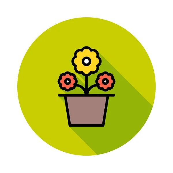 Flor Maceta Icono Estilo Plano Vector Ilustración — Archivo Imágenes Vectoriales