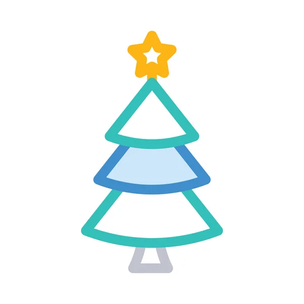 Christmas Fir Tree Flat Style Icon Vector Illustration — Stock Vector