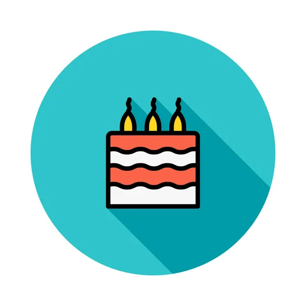 Pastel Cumpleaños Con Velas Icono Estilo Plano Vector Ilustración — Archivo Imágenes Vectoriales