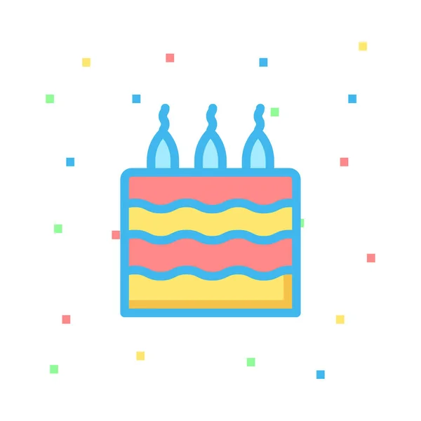 Pastel Cumpleaños Con Velas Icono Estilo Plano Vector Ilustración — Vector de stock