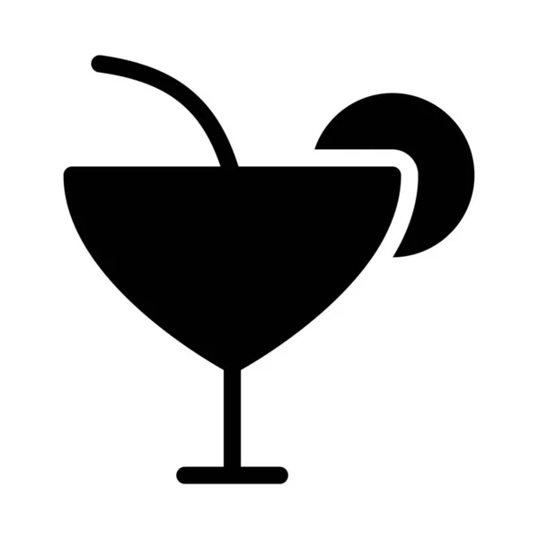Cocktail Com Ícone Estilo Liso Fatia Limão Ilustração Vetorial — Vetor de Stock