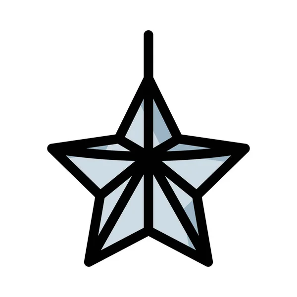 New Year Decorative Star Flat Style Icon Vector Illustration — Stock Vector