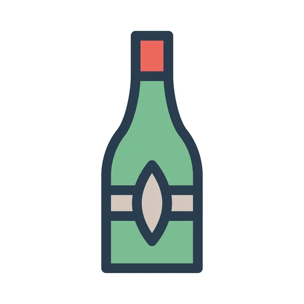 Wine Bottle Flat Style Icon Vector Illustration — Stock Vector