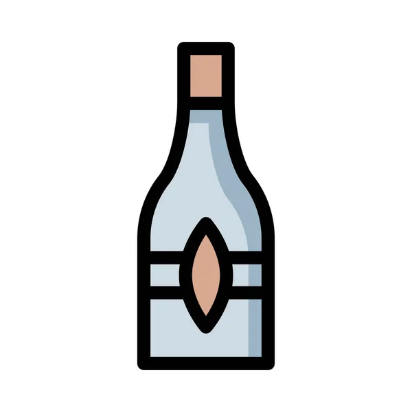 Bouteille Vin Icône Style Plat Illustration Vectorielle — Image vectorielle