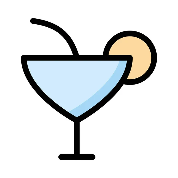 Cocktail Mit Zitronenscheibe Flaches Stil Symbol Vektorillustration — Stockvektor