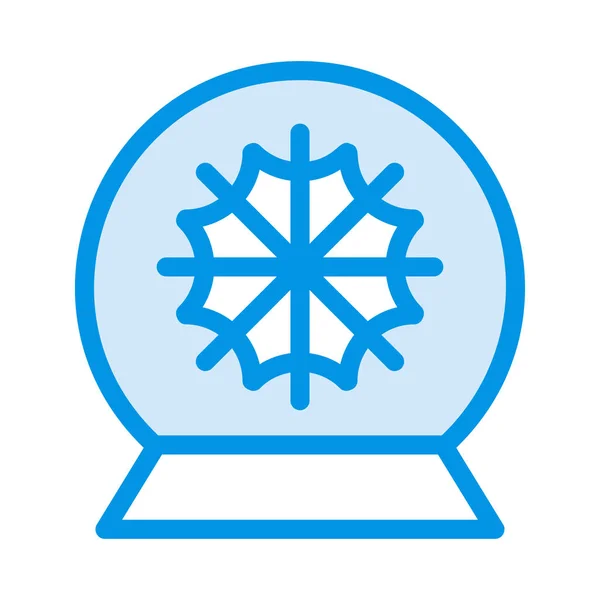 Νέο Έτος Χιόνι Υδρόγειο Διακόσμηση Επίπεδη Στυλ Εικονίδιο Εικονογράφηση Διάνυσμα — Διανυσματικό Αρχείο