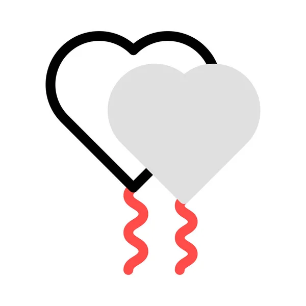 Fête Coeur Ballons Style Plat Icône Illustration Vectorielle — Image vectorielle