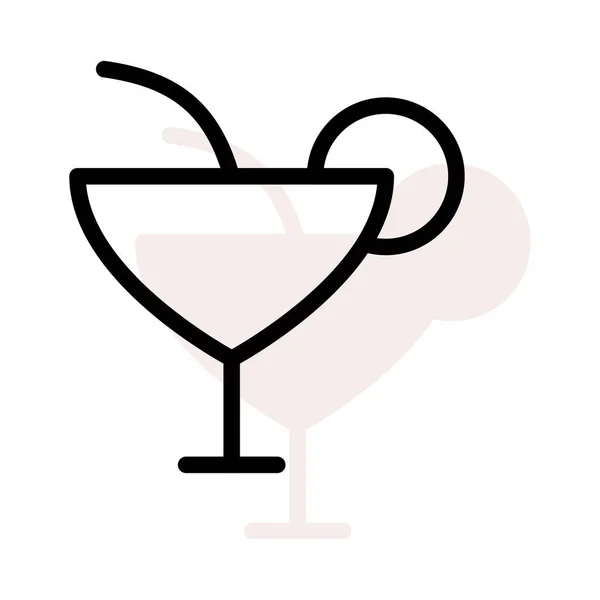 Cocktail Avec Tranche Citron Icône Style Plat Illustration Vectorielle — Image vectorielle