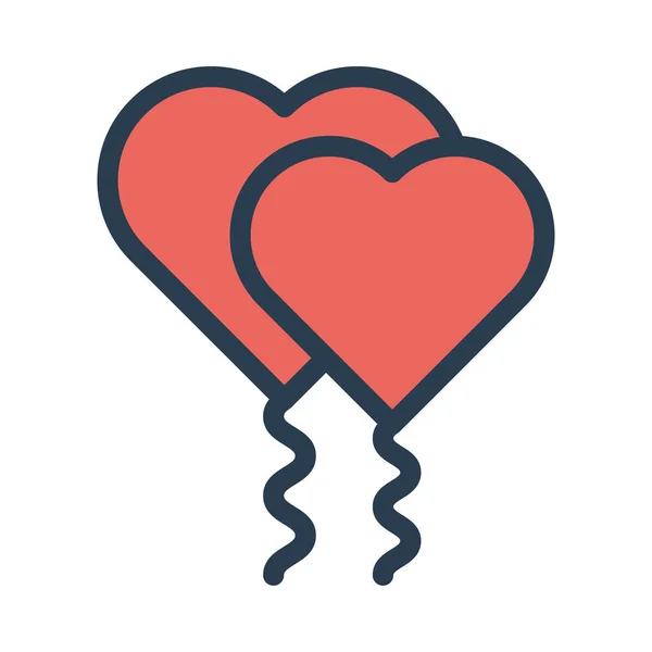 Party Heart Balloons Flat Style Icon Vector Illustration — Stock Vector