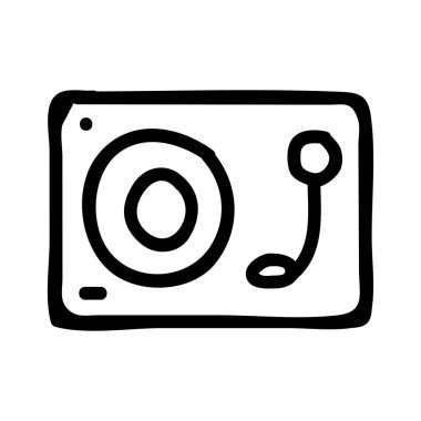 Vintage Vinil cd çalar düz stil ikonu, vektör çizim 