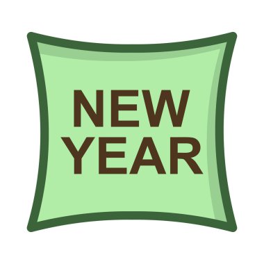 Yeni yıl afiş düz stil ikonu, vektör çizim 