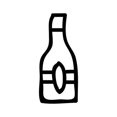 şarap şişesi düz stil ikonu, vektör çizim 