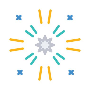 Yeni yıl havai fişek patlama düz stil ikonu, vektör çizim 