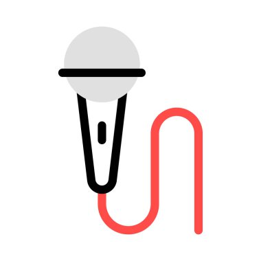 mikrofon düz stil ikonu, vektör çizim 