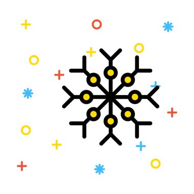 Noel dekoratif kar tanesi düz stil ikonu, vektör çizim 