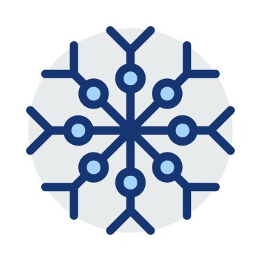 Noel dekoratif kar tanesi düz stil ikonu, vektör çizim 