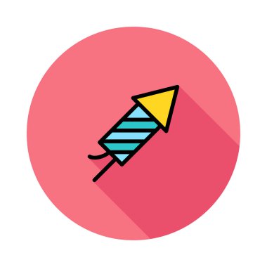 Yeni yıl havai fişek düz stil ikonu, vektör çizim roket 