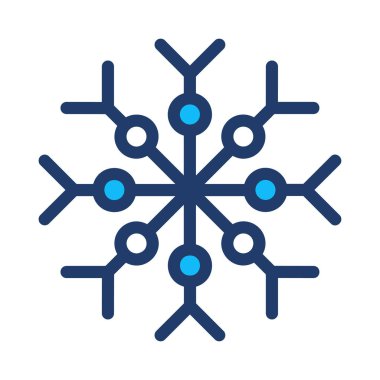 Noel dekoratif kar tanesi düz stil ikonu, vektör çizim 