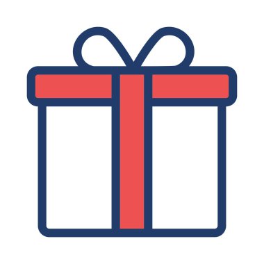 Noel hediyesi yay ile yay düz stil ikonu, vektör çizim 