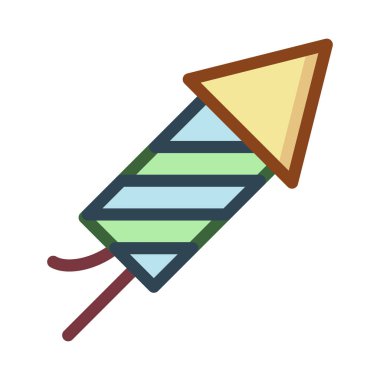 Yeni yıl havai fişek düz stil ikonu, vektör çizim roket 