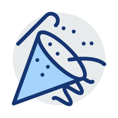 Yeni yıl konfeti popper düz stil ikonu, vektör çizim 