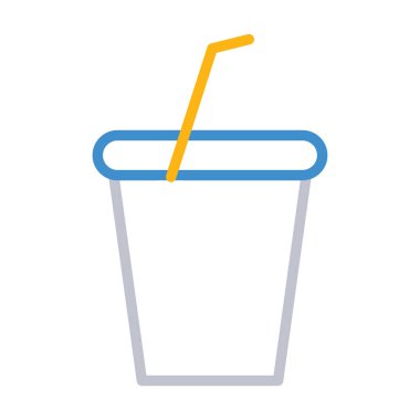 Kağıt bardak saman düz stil simge vektör çizim ile 