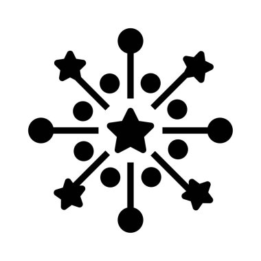 Yeni yıl havai fişek patlama düz stil ikonu, vektör çizim 