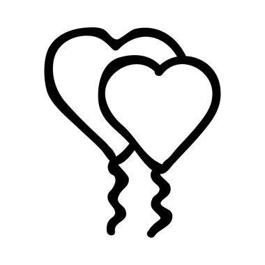 parti Kalp balonlar düz stil ikonu, vektör çizim 