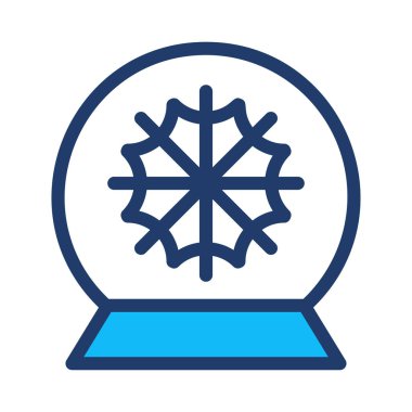 Yeni yıl kar küre dekorasyon düz stil ikonu, vektör çizim 