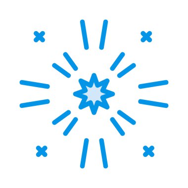 Yeni yıl havai fişek patlama düz stil ikonu, vektör çizim 