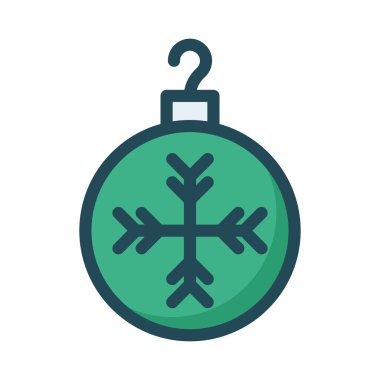 Noel top kar tanesi düz stil ikonu, vektör çizim ile 