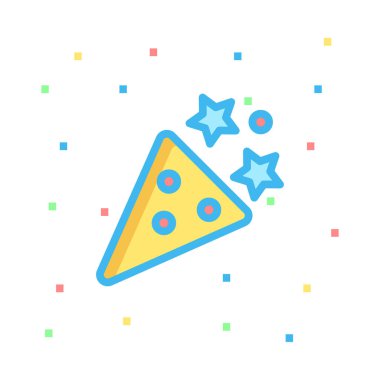 Yeni yıl konfeti popper düz stil ikonu, vektör çizim 