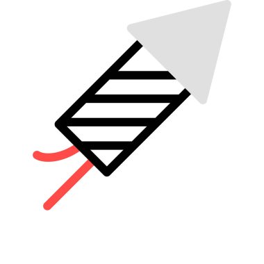 Yeni yıl havai fişek düz stil ikonu, vektör çizim roket 