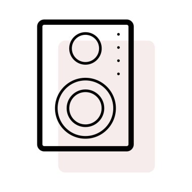 Hoparlör düz stil ikonu, vektör çizim 