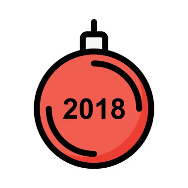 Noel dekoratif topu düz stil ikonu, vektör çizim  