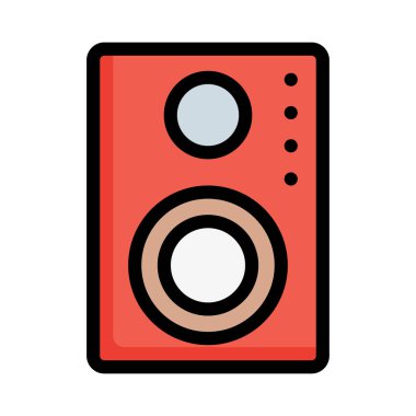 Hoparlör düz stil ikonu, vektör çizim 