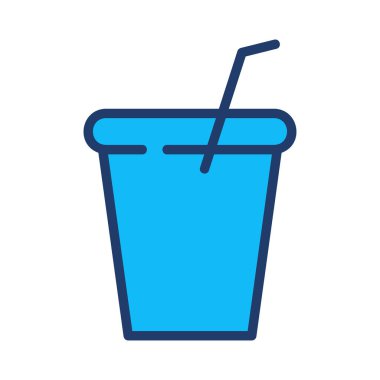 Kağıt bardak saman düz stil simge vektör çizim ile 