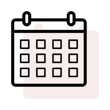 yıllık takvim düz biçim simgesi, vektör illüstrasyonu 