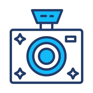 kamera düz stil simgesi, vektör çizim 