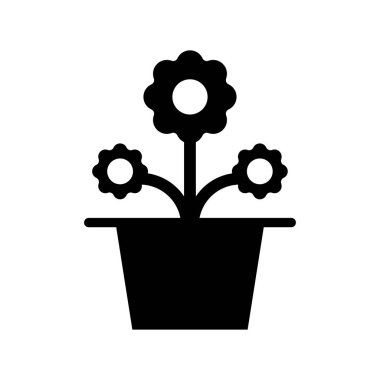 pot düz stil ikonu vektör çizim çiçek 