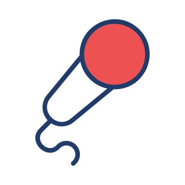 mikrofon düz stil ikonu, vektör çizim 