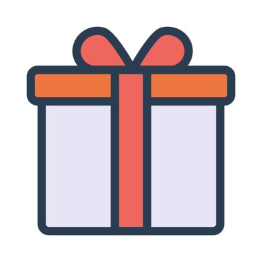 Noel hediyesi yay ile yay düz stil ikonu, vektör çizim 